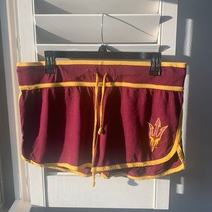 Maroon and Yellow Women's Shorts